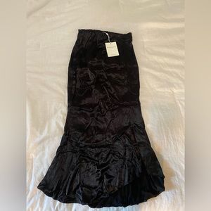 NWT Black satin Downeast midi skirt